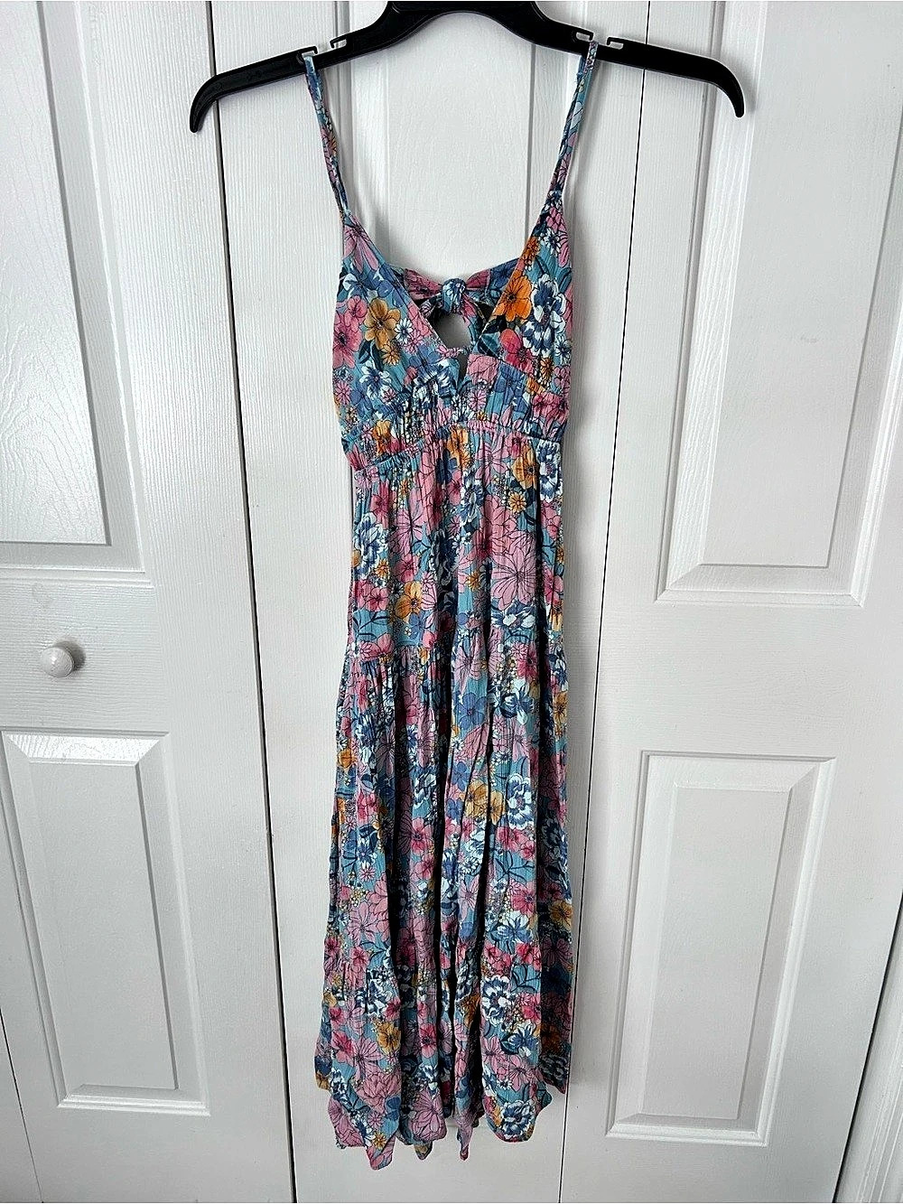 Floral Maxi Dress in Blue & Pink Size XS
